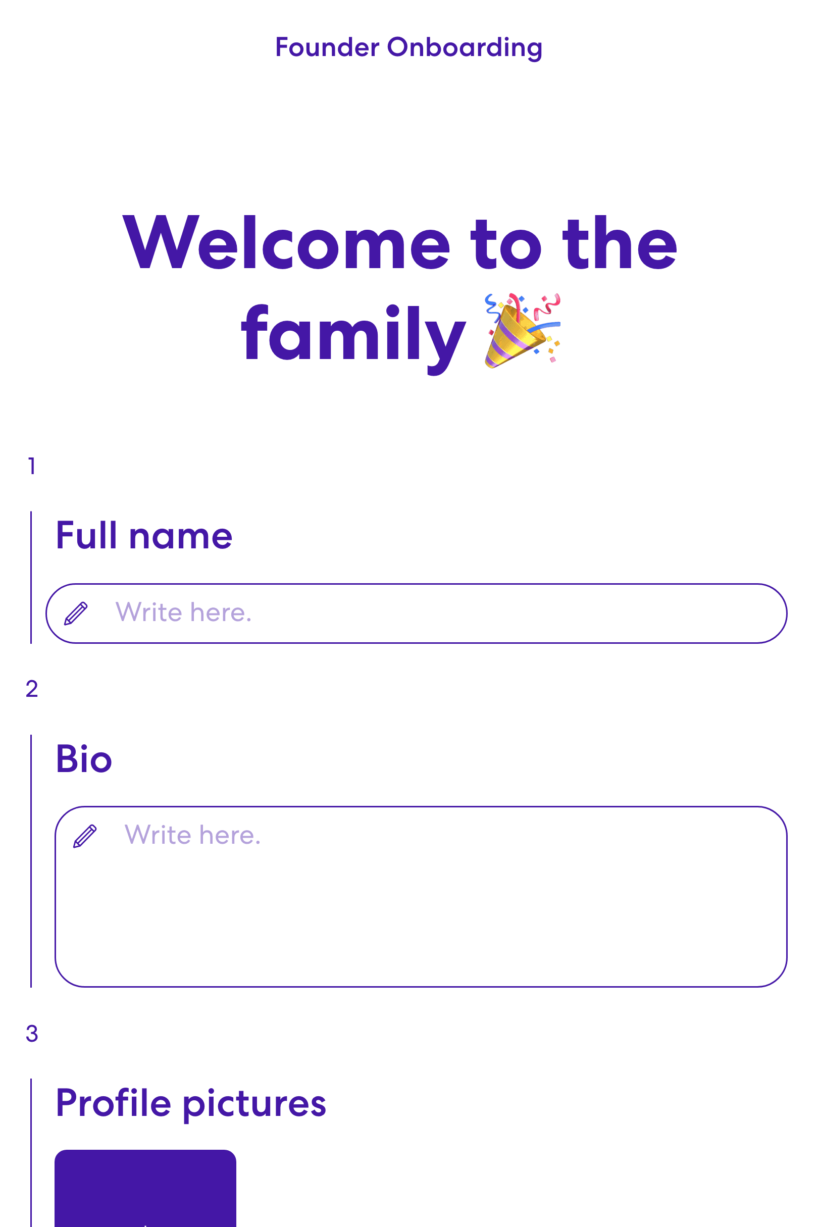 Screenshot of Founder Onboarding template